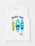 LC Waikiki Crew Neck Printed Baby Boy Undershirt and Shorts 2-Piece Set